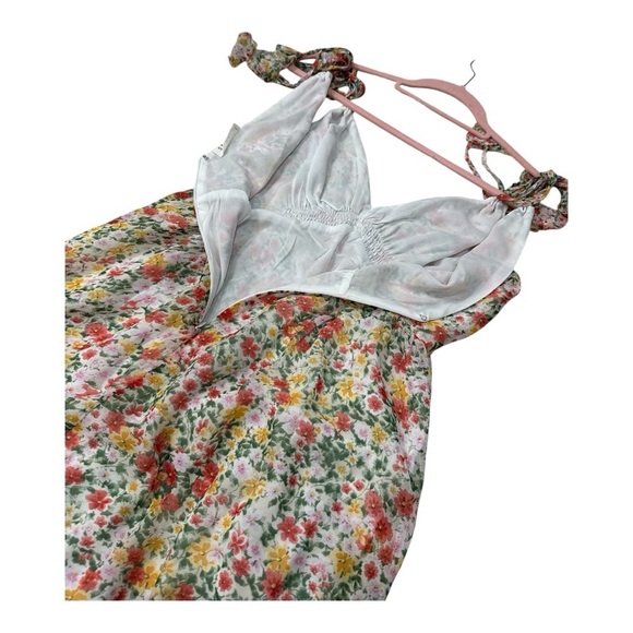 STORIA Floral Ruffle Romantic Frilly Midi Dress Tassel Ties Cottagecore Small - Picture 10 of 13